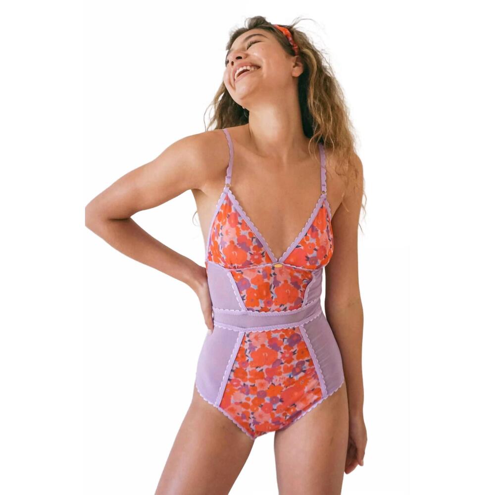 NEW NETTE ROSE jamie bodysuit in purple multi